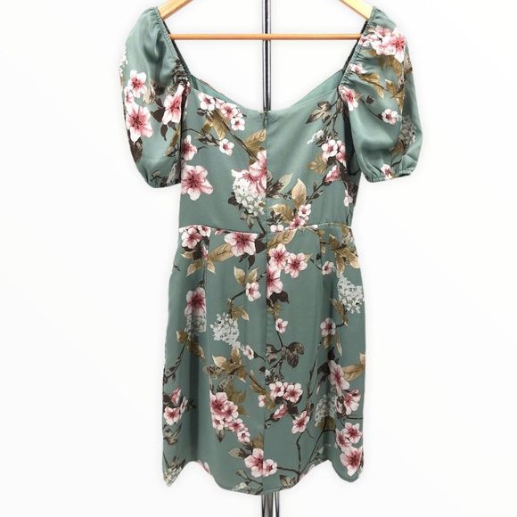 If By Sea Puff Sleeve Mint Floral Side Tie Dress size Small - Picture 9 of 14